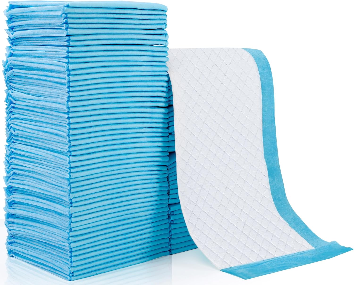 100 Pack Disposable Changing Pad, Super Absorbent Disposable Underpads, Waterproof Leak Proof Diaper Changing Pads, Breathable Incontinence Pad for Adult Child Baby Pets, 13X18 Inch, Blue