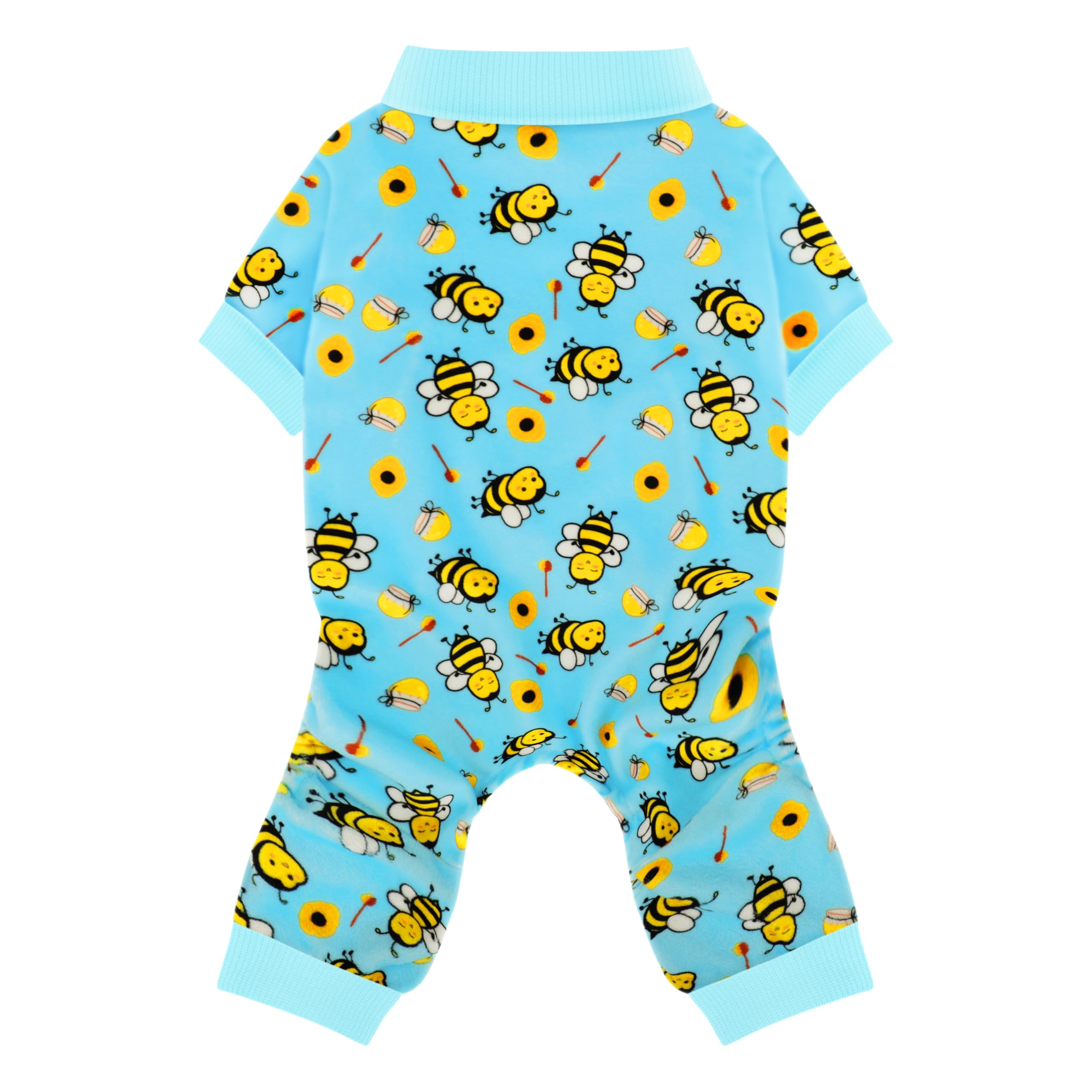 Paiaite Dog Pajamas Onesie: Comfortable Four-Legged Apparel for Small, Medium, & Large Dogs, Polyester Material for Comfort, Wrinkle Resistance, Moisture Wicking, Stretchiness Cute Bee Sky Blue S