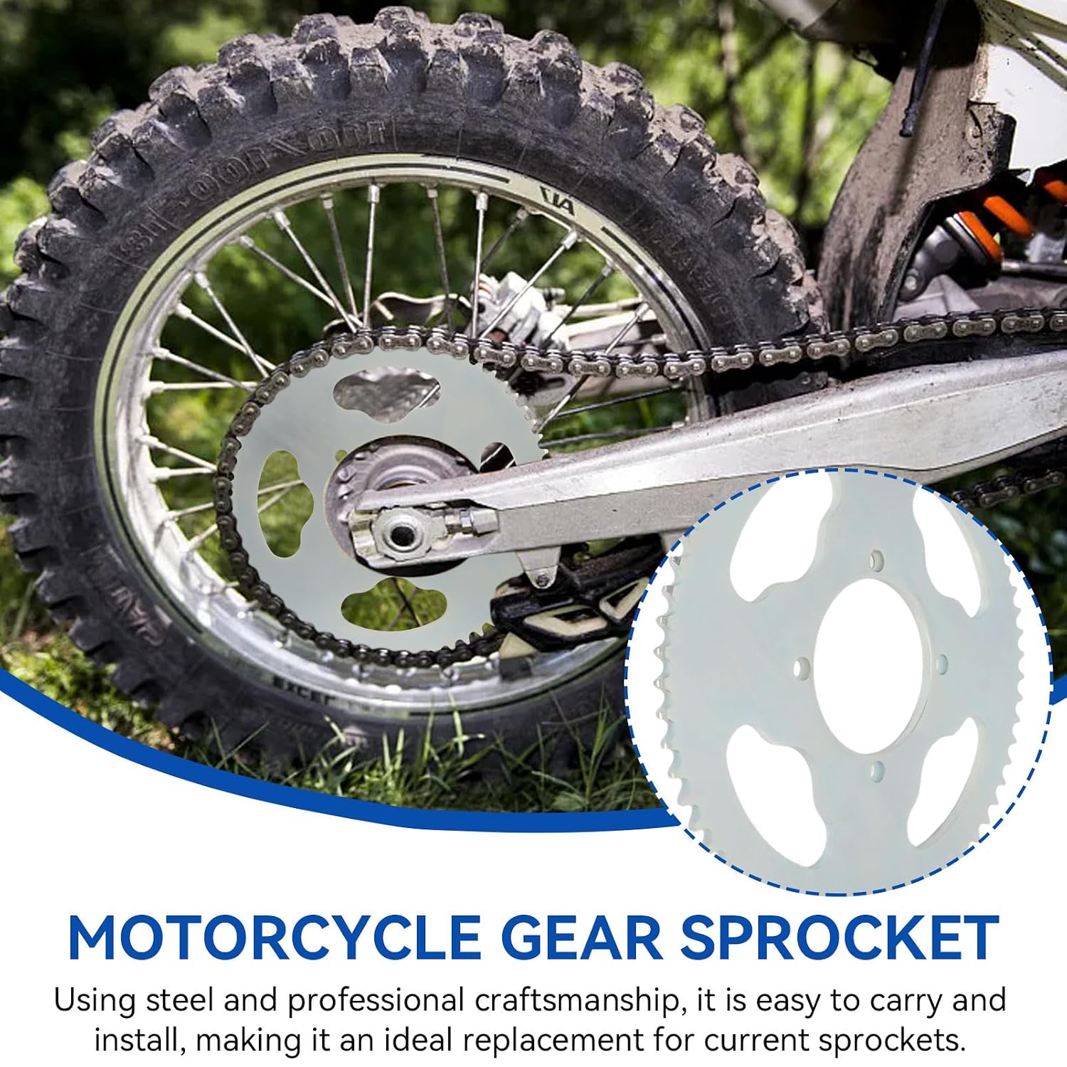T8F 64T Sprocket, 54mm 4 Hole High Strength Steel Mini Motorcycle Sprocket for 47cc 49cc Mini Motorcycles ATV Quad Dirt Pit