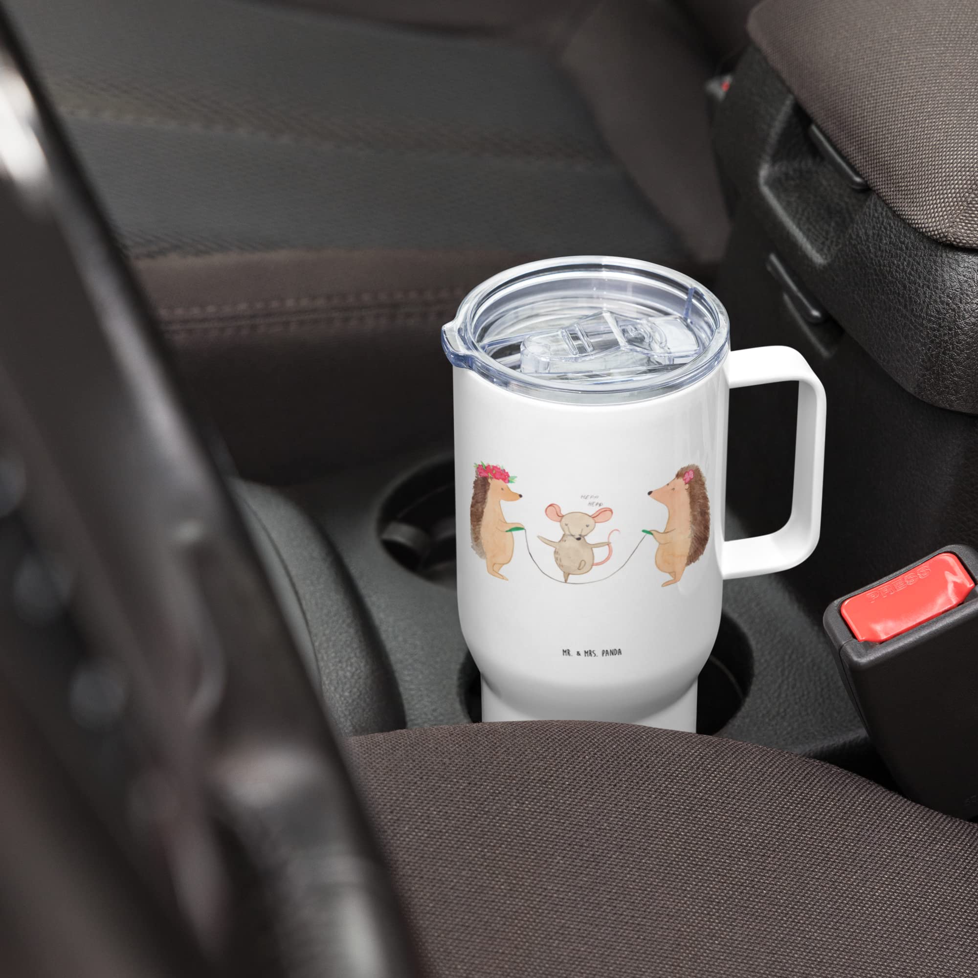 Mr. & Mrs. Panda Kaffee-to-go-Becher Igel Seilhüpfen - Geschenk, Lustige Sprüche, thermosbecher, Kindergarten, Thermos-Becher, Trinkgefäß, Maus, Teetasse, Kinder, Seilspringen, Thermobecher