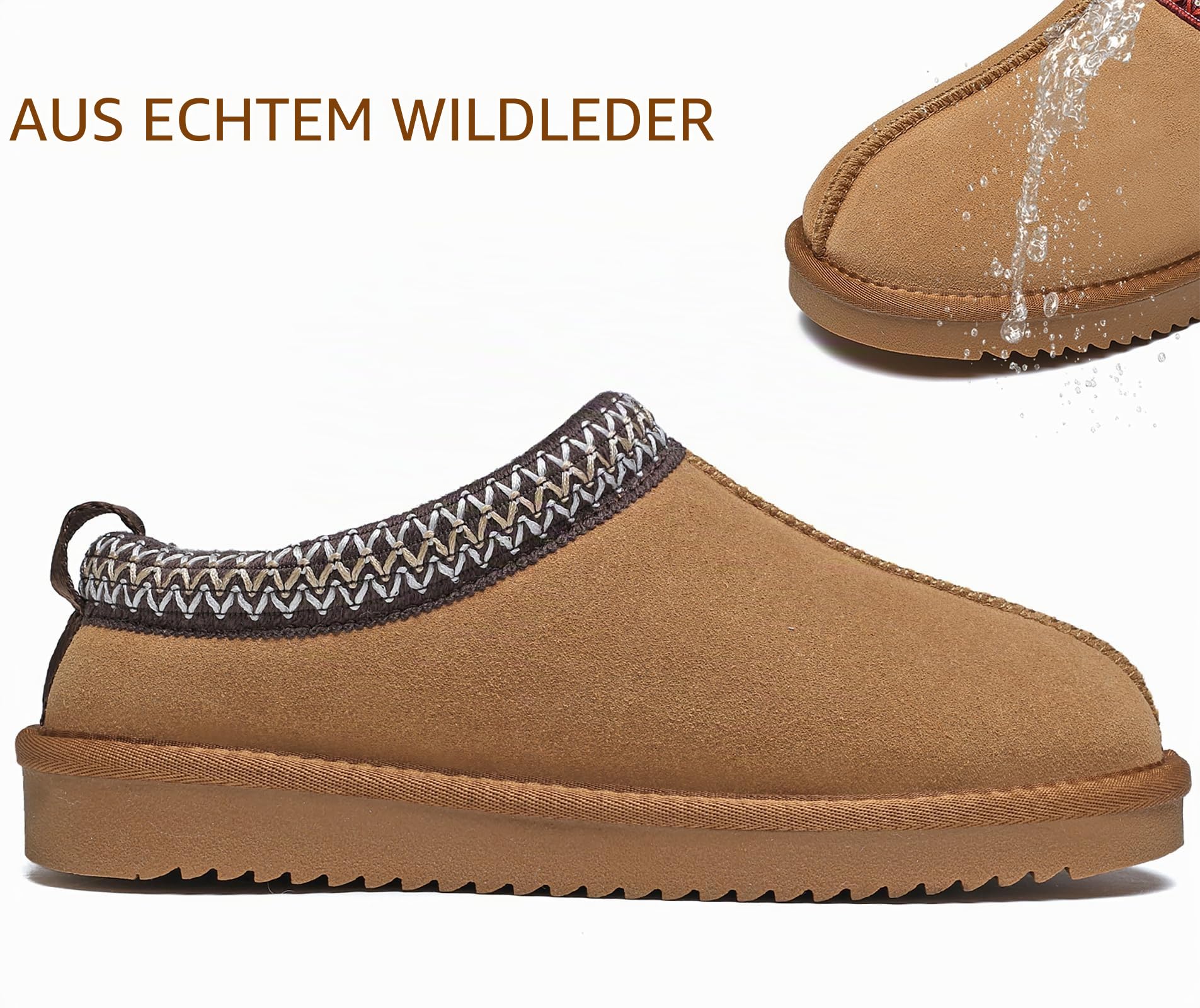 Meik Mangni Damen Wildleder Hausschuhe Herren Winter Pantoffeln Warm Gefüttert Plateau Mini Stiefel Rutschfeste drinnen und draußen,Gr.35-44 EU