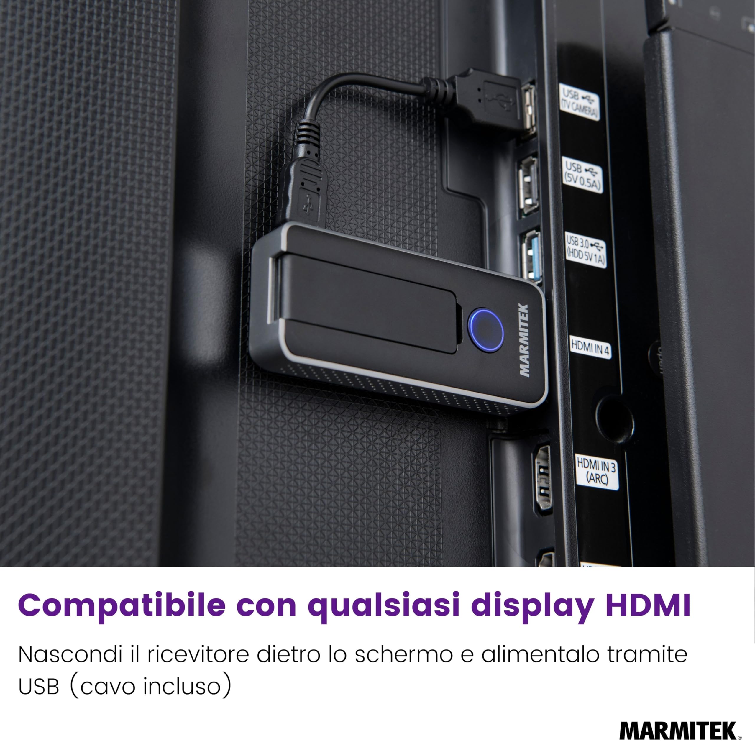 Wireless HDMI Extender 1080p – Marmitek Stream S1 Pro – Trasmettitore Ricevitore HDMI Wireless – Plug & Play senza Wi‑Fi/software – Compatibile USB‑C – fino a 20 m, bassa latenza – Presentazione –
