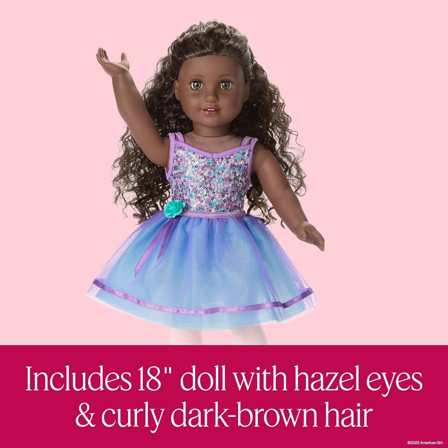 American Girl, Truly Me #127 Doll & Dance All Day Set, with Hazel Eyes, Curly Dark-Brown Hair, Very Deep Skin, Ages 6+
