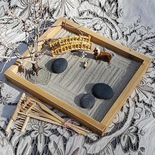 Miniatura 7 de 18 herramientas de jardín Zen de arena, mini juego de rastrillos de jardín zen para serenidad y meditación espiritual, accesorios de jardín zen de