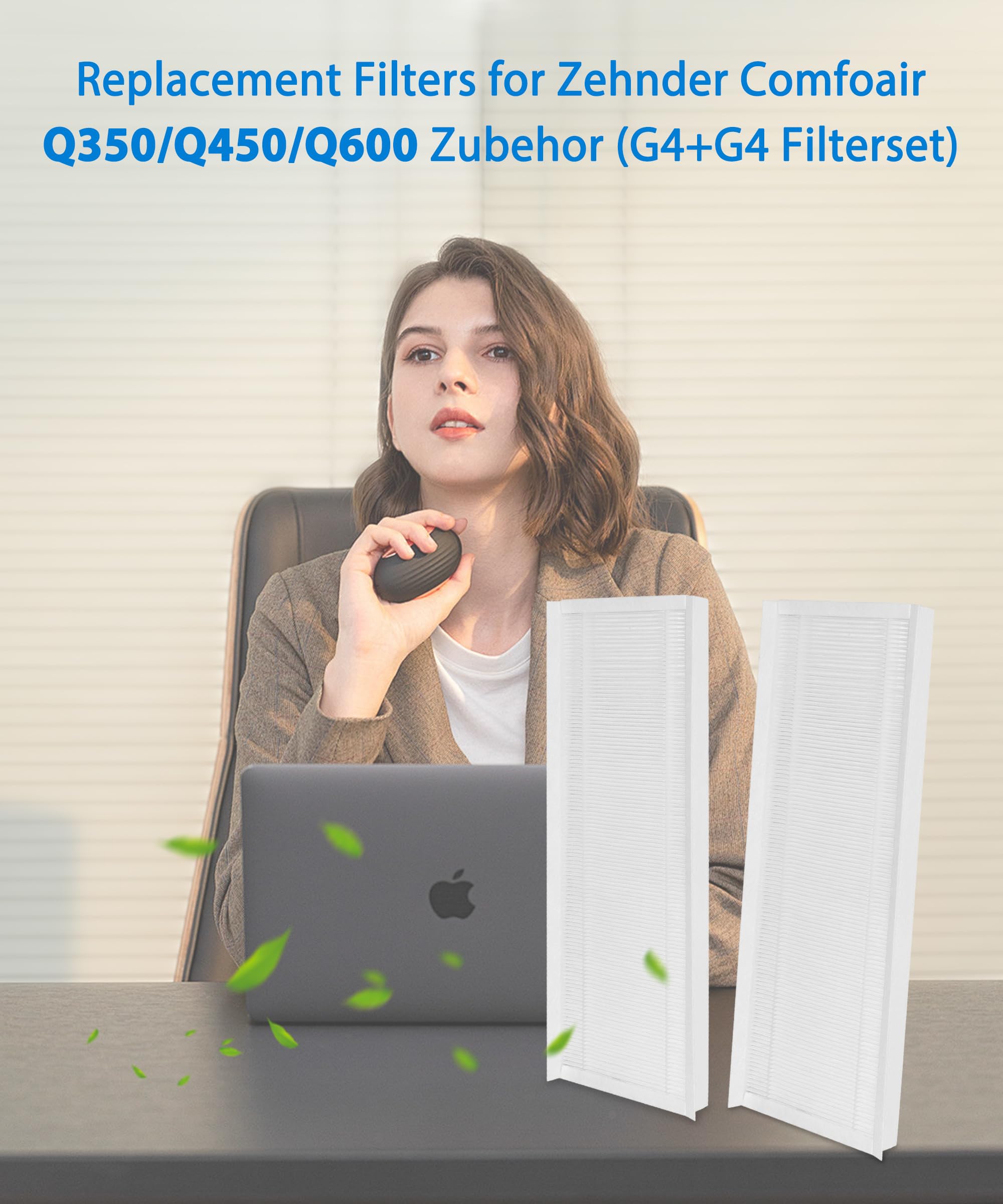 Luftfilter Filterset für Zehnder ComfoAir Q350, Q450, Q600 Lüftungsgeräte, 2 Stück (G4)