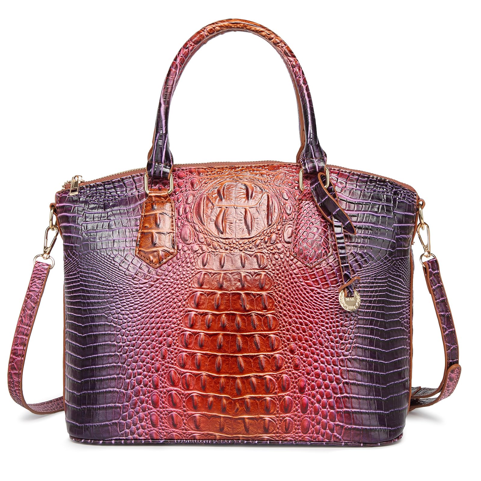 Makcr Joacbv Crocodile Handbag for Women, Satchel Purse with Shoulder Strap | Embossed vegan leather tote with a bold crocodile-pattern texture, rich color depth, dual top handles, and a roomy interior.