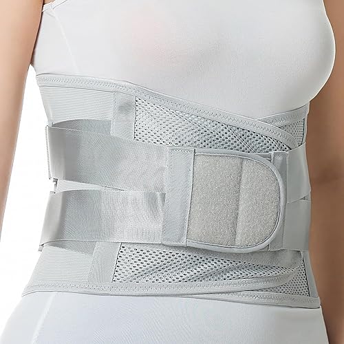 Miniatura 7 de NeoTech Care Soporte lumbar ajustable de doble tirocinturón de espalda baja, gris, talla XXL