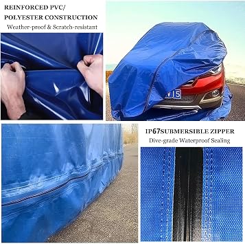 Car Cover Waterproof All Weather,Fully Enclosed Sealed Flood Car Bubble Cover for Most Hatchbacks, Sedans, SUVs, MPVs, Trucks(5.5X2.2X2m/18X7.2X6.6ft)