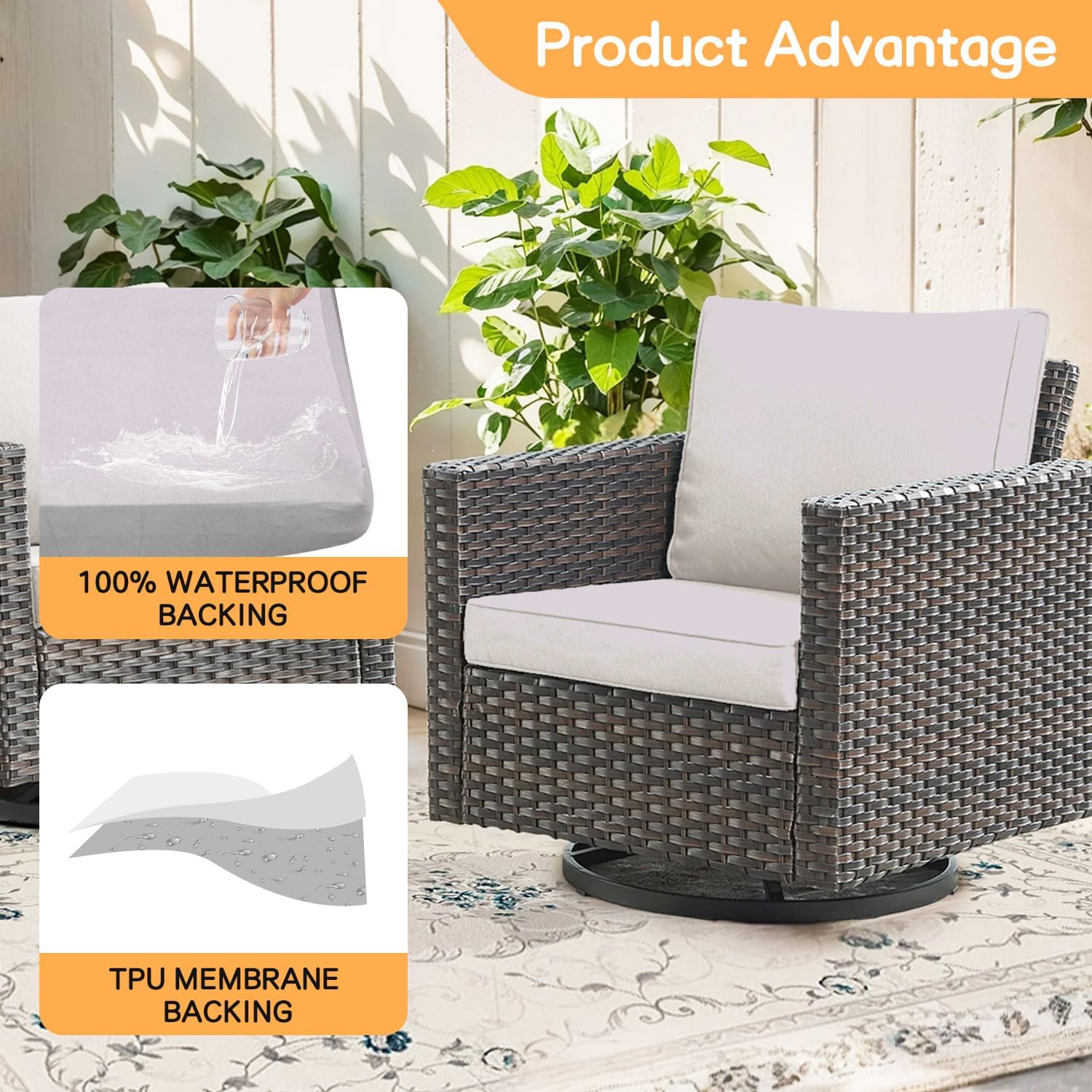 12 Pcs Patio Outdoor Cushion Covers, Waterproof Stretch Cushion Covers Replacement, Cushion Slipcovers, Washable Individual Couch Slipcovers Set Furniture Protector for Pets(20-27 Inch, Grey)