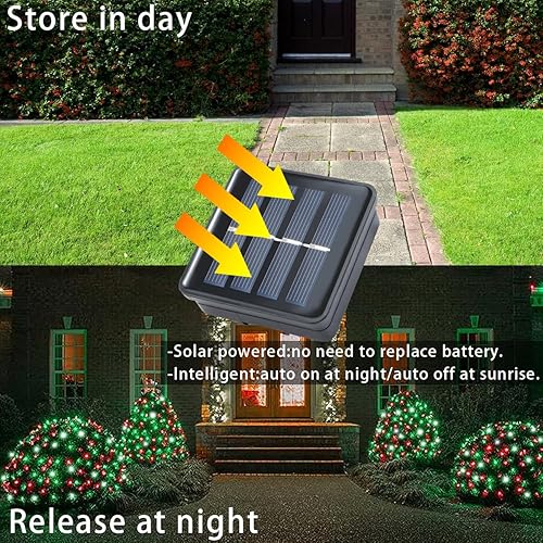 Miniatura 7 de Guirnalda de luces solares de Navidad para exteriores, luces de hadas rojas, blancas y verdes, IP67 a prueba de agua, paquete de 200 luces LED de 66