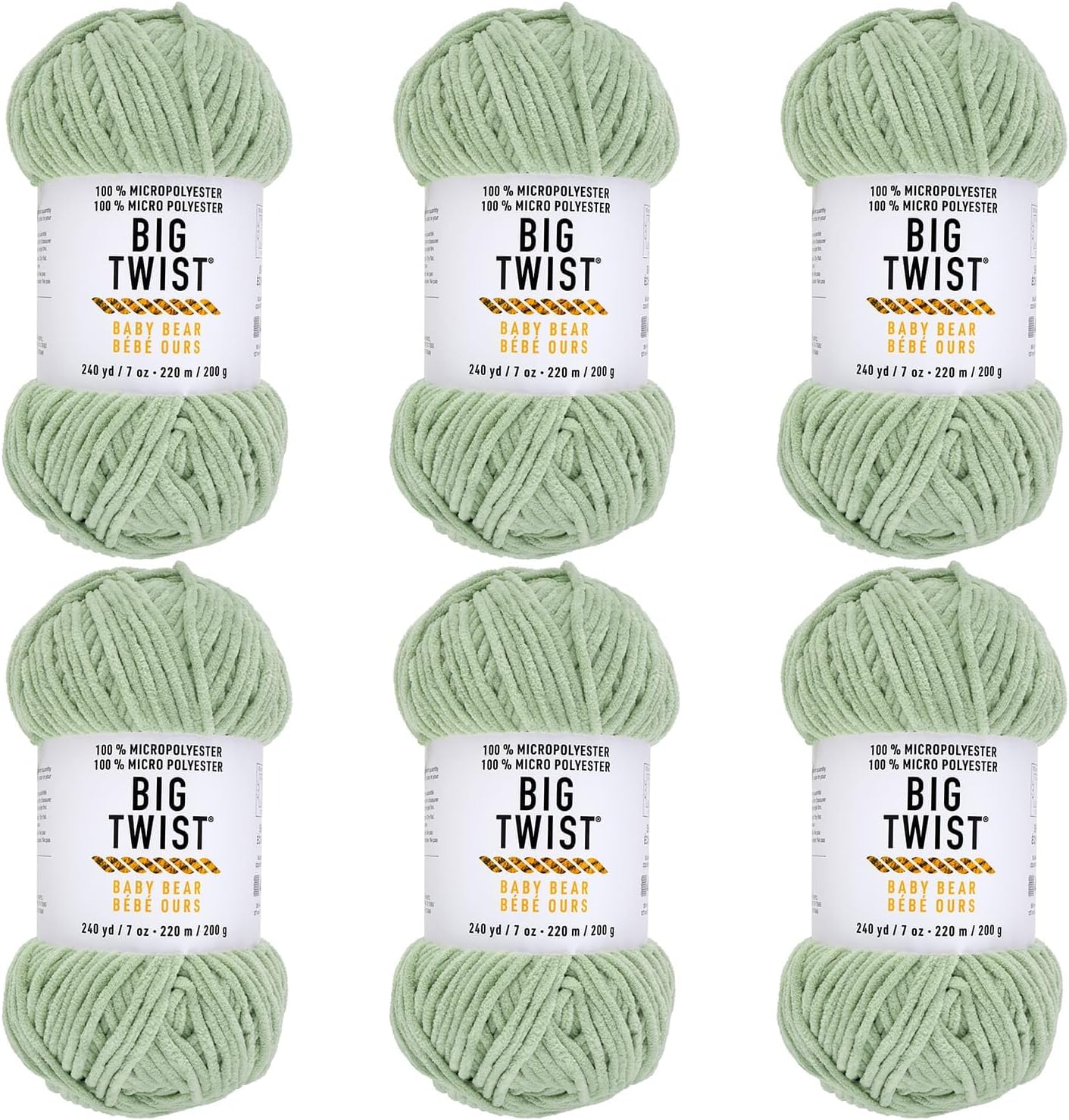 Big Twist Cozy Cub Yarn by Loops & Threads – Super Bulky (6) 100% Polyester Chenille Yarn, Soft & Plush for Knitting & Crochet Blankets, Hats, Scarves & Crafts, 241 yd / 7 oz Skein, 6 Pack