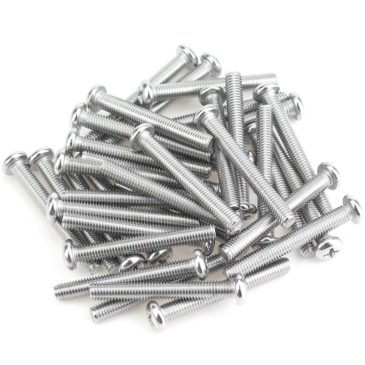 35 Pieces M5 x 40mm Machine Screws, Thread Pitch 0.8mm, Sutemribor M5 Phillips Pan Head Machine Screws, 304 Stainless Steel, Fully Threaded, Silver