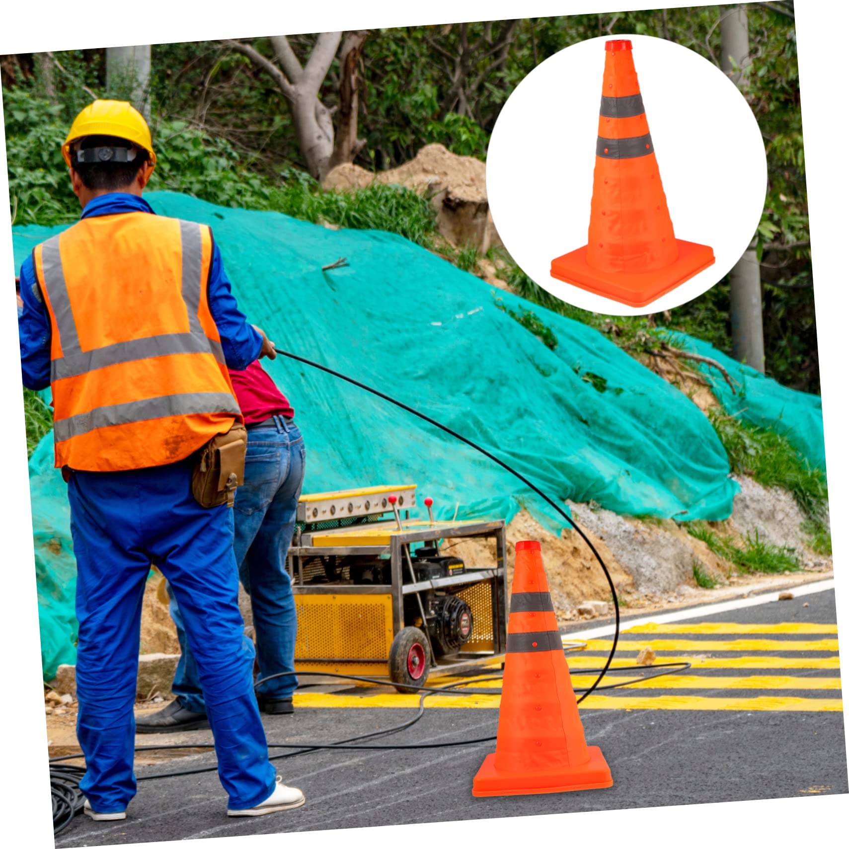 Mikikit Lot De 2 Cônes De Signalisation Extensibles 45 Cm Pliables en PP Imperméable Résistant Aux Intempéries pour Sécurité Routière Et Entraînement Sportif