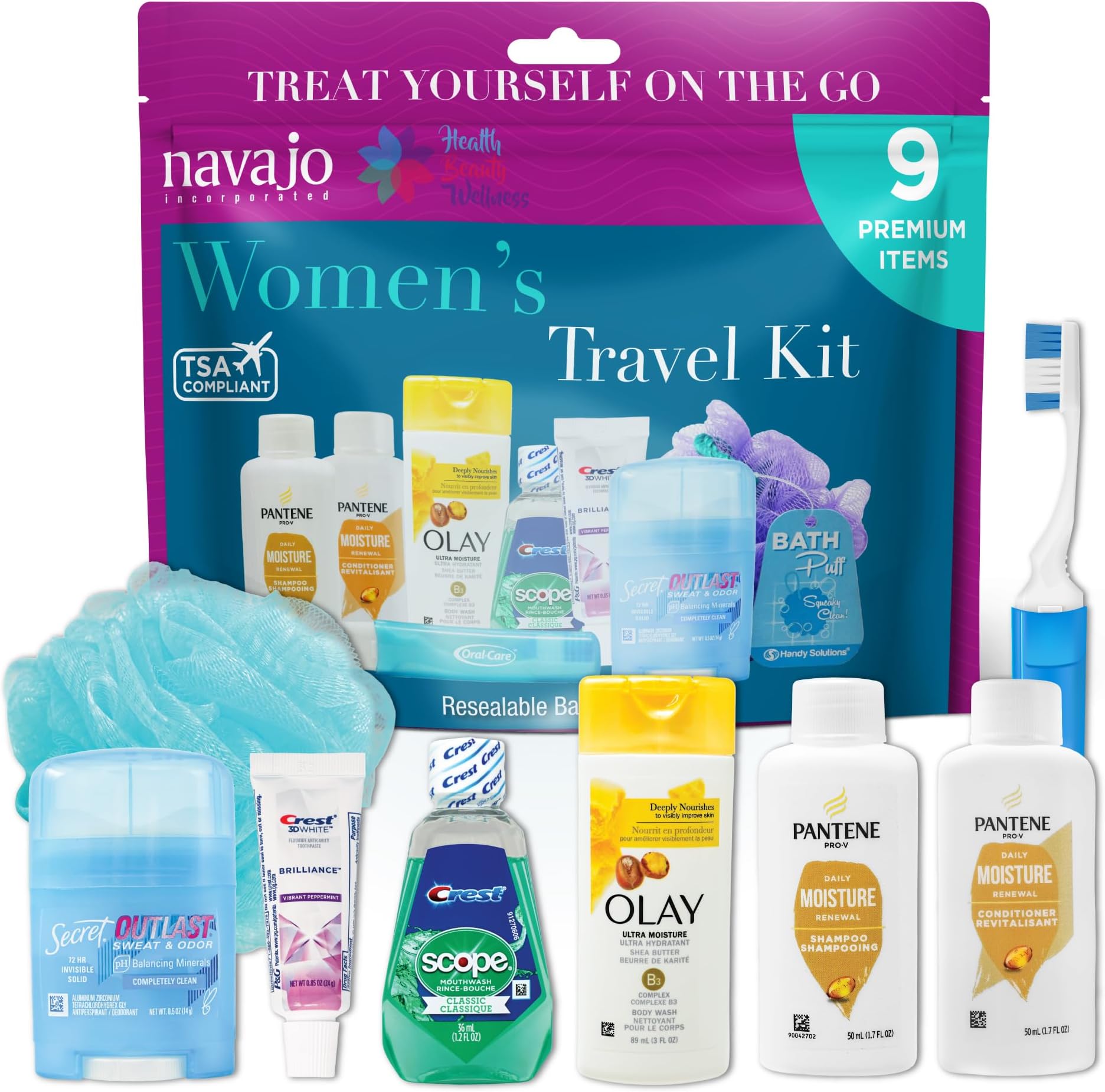 9 Piece Resealable Women's Travel Kit