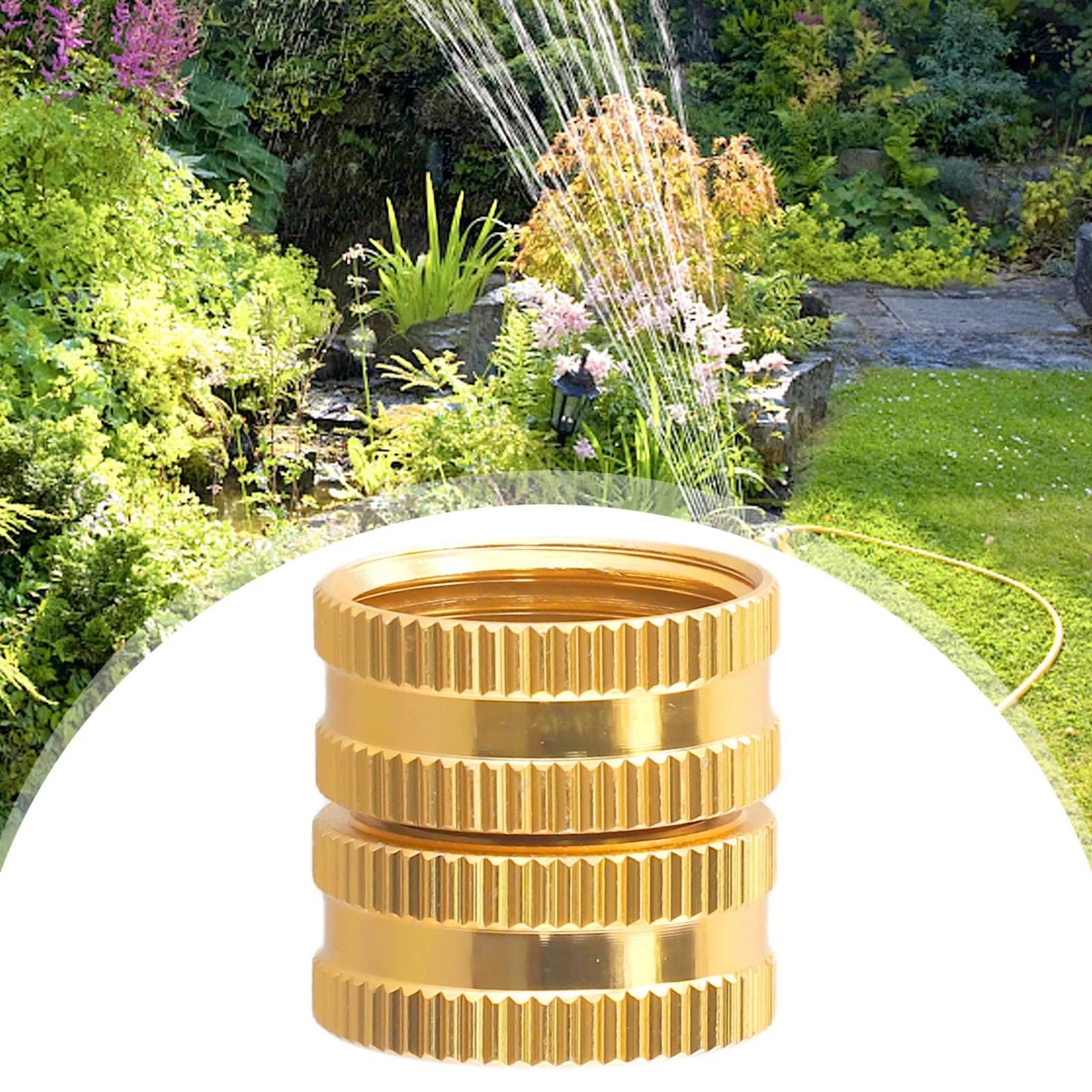 Lot de 2 connecteurs de tuyau d'arrosage en laiton massif de 1,9 cm - Répartiteur femelle bidirectionnel pour irrigation - Raccords de tuyau d'arrosage durables et étanches