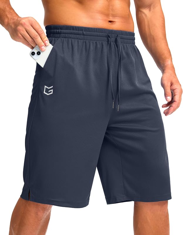 G Gradual Men's Athletic Shorts with Pockets 9"/ 11" Long Basketball Shorts | Lightweight, Quick Dry, Moisture Wicking, Gym Workout Shorts for Men