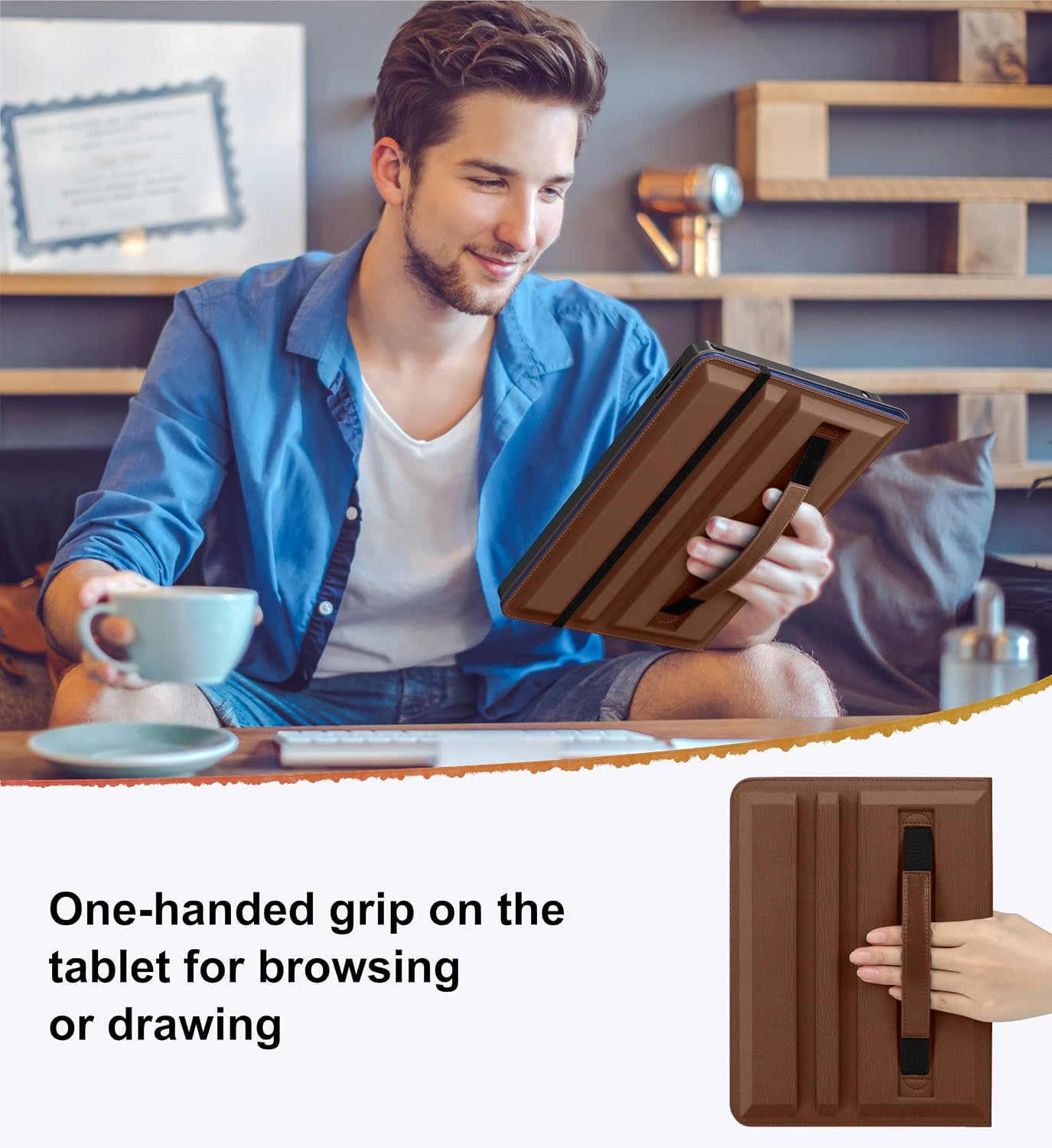 DTTO Rotating Case for iPad 9th/8th/7th Generation 10.2 Inch 2021/2020/2019, 360 Degree Swiveling Premium Leather Folio Stand Cover with Pencil Holder - Auto Wake/Sleep and Hand Strap, New Navy Blue