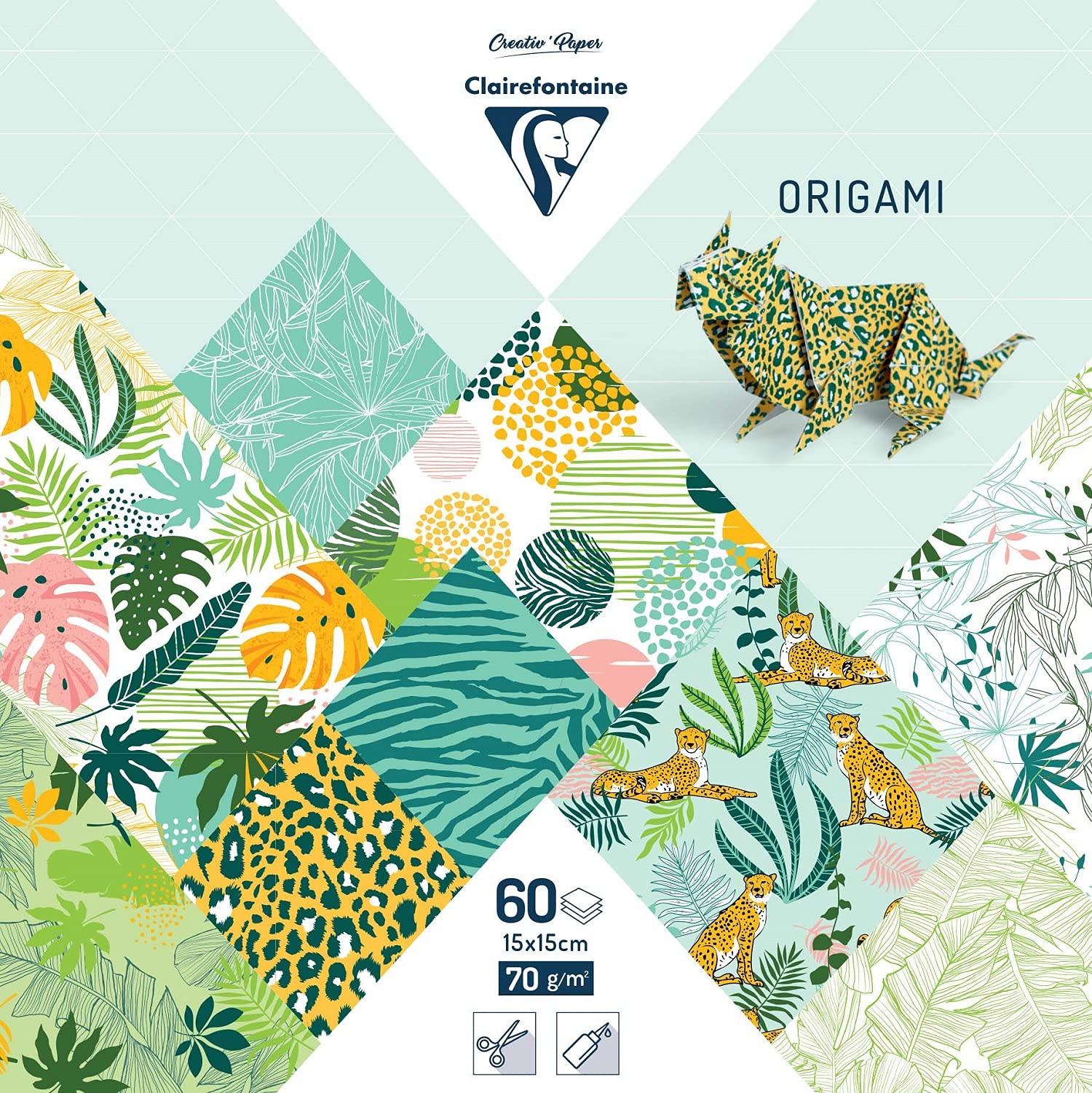 Clairefontaine 95353C Origami 60F 15x15 cm 70g, Décors Fraicheur exotique