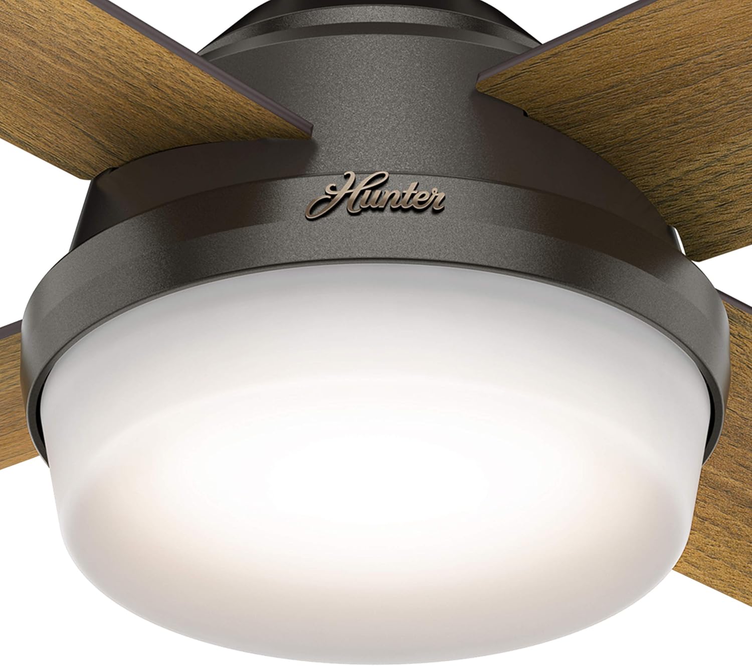 Hunter Fan 44 inch Contemporary Noble Bronze Indoor Ceiling Fan with LED Light Kit and Remote Control (Renewed)