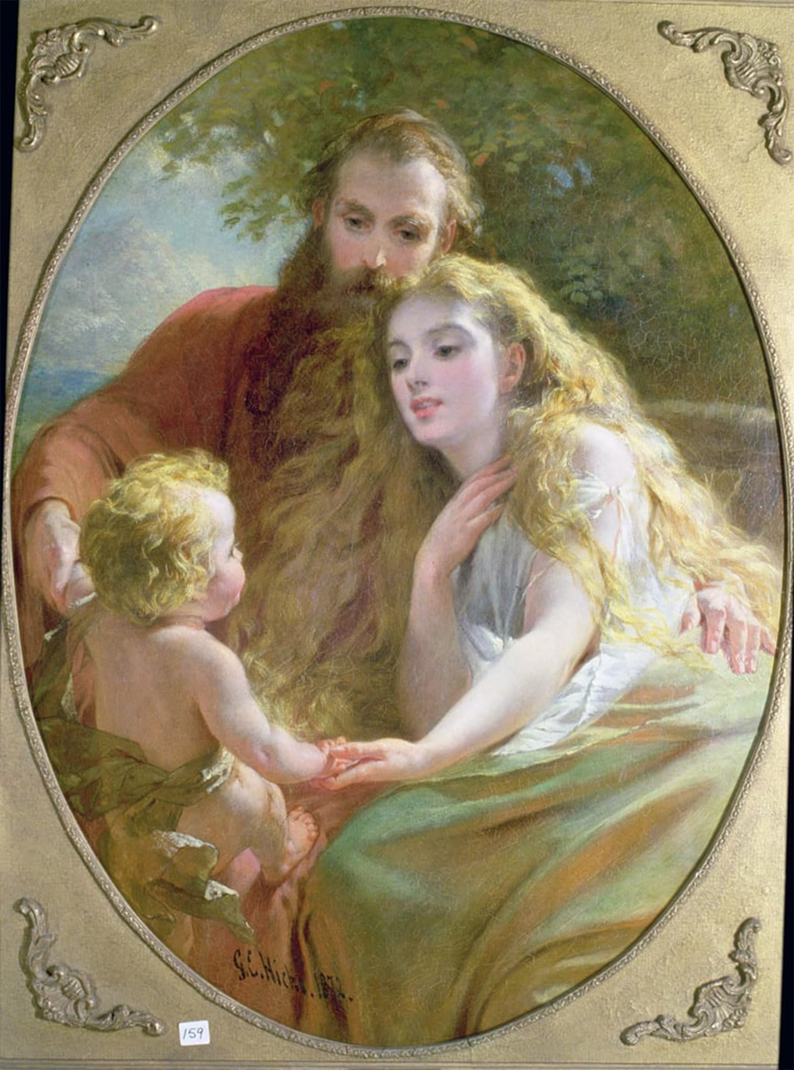 ARTXLXXBN Famous Prints Artwork Pictures Poster Painting Art Parenthood by George Elgar Hicks Artwork Landscape Pictures for Home Decor 60x90cm
