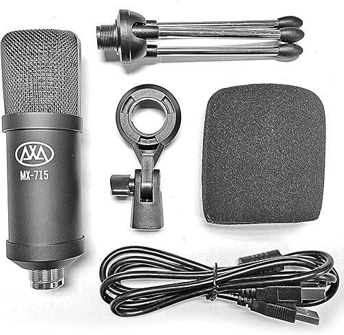 Miniatura 8 de AxcessAbles - Micrófono vocal de condensador USB con un cable de 5.5 pies, soporte de micrófono de escritorio y filtro pop  Micrófono para cantar,