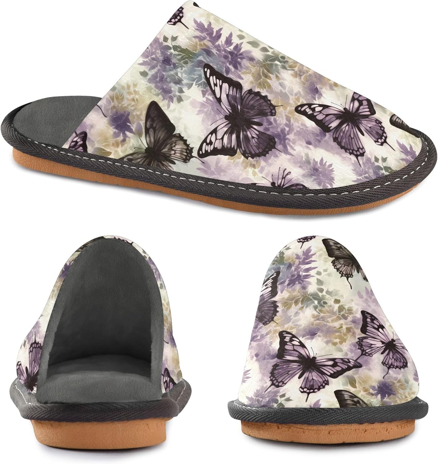 Butterfly House Slippers – Cozy Fuzzy Slippers for Guests, Washable & Disposable, Perfect for Shoeless Home, Spa & Hotel Use A111687