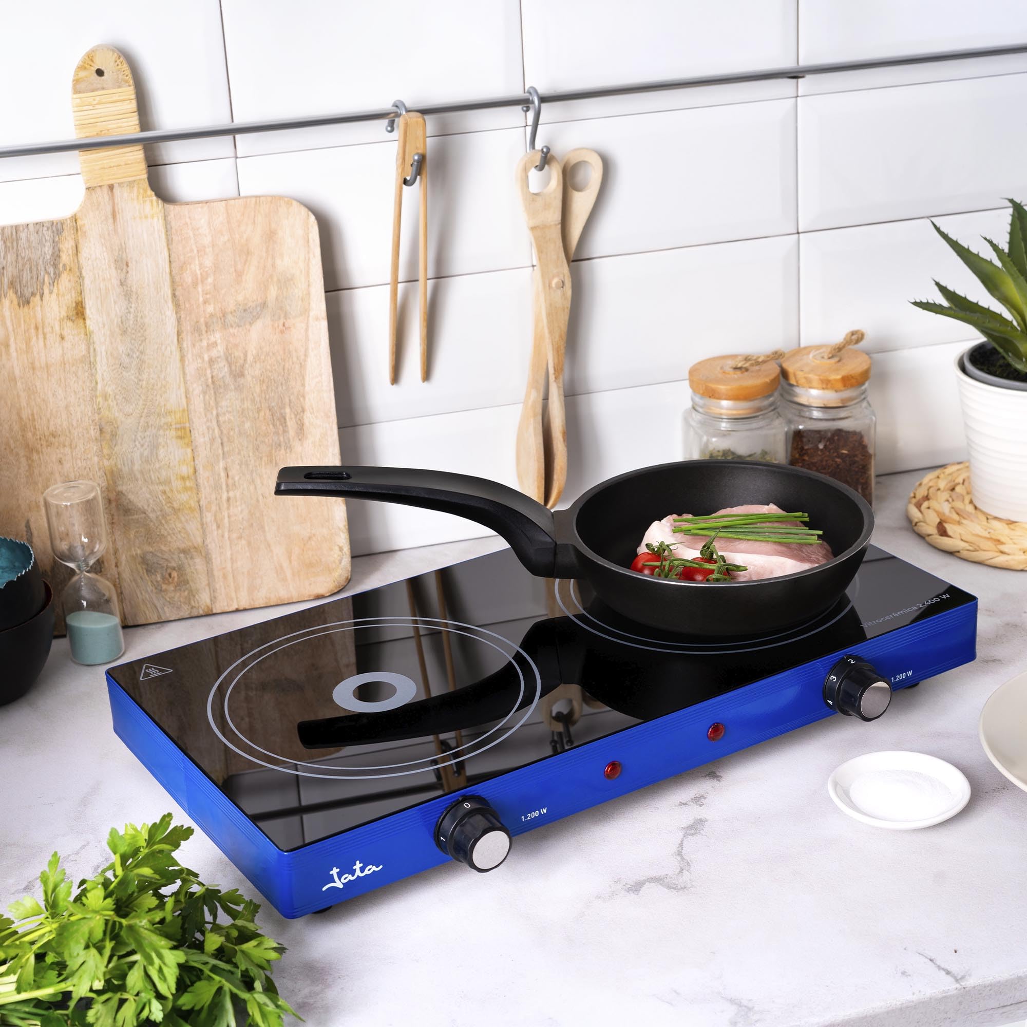 Jata V142 – Cuisinière électrique vitrocéramique avec 2 plaques caloríficas