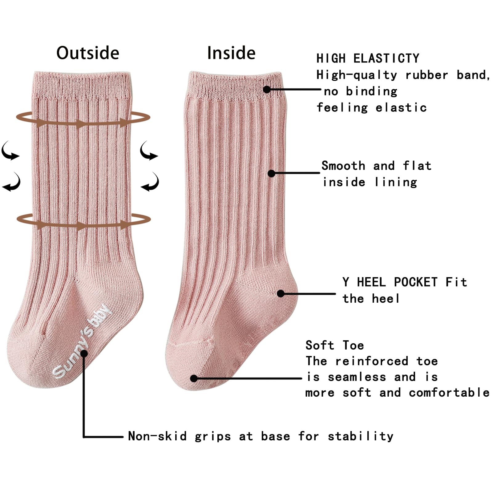 Zumou - Calcetines altos hasta la rodilla antideslizantes para niños y niñas