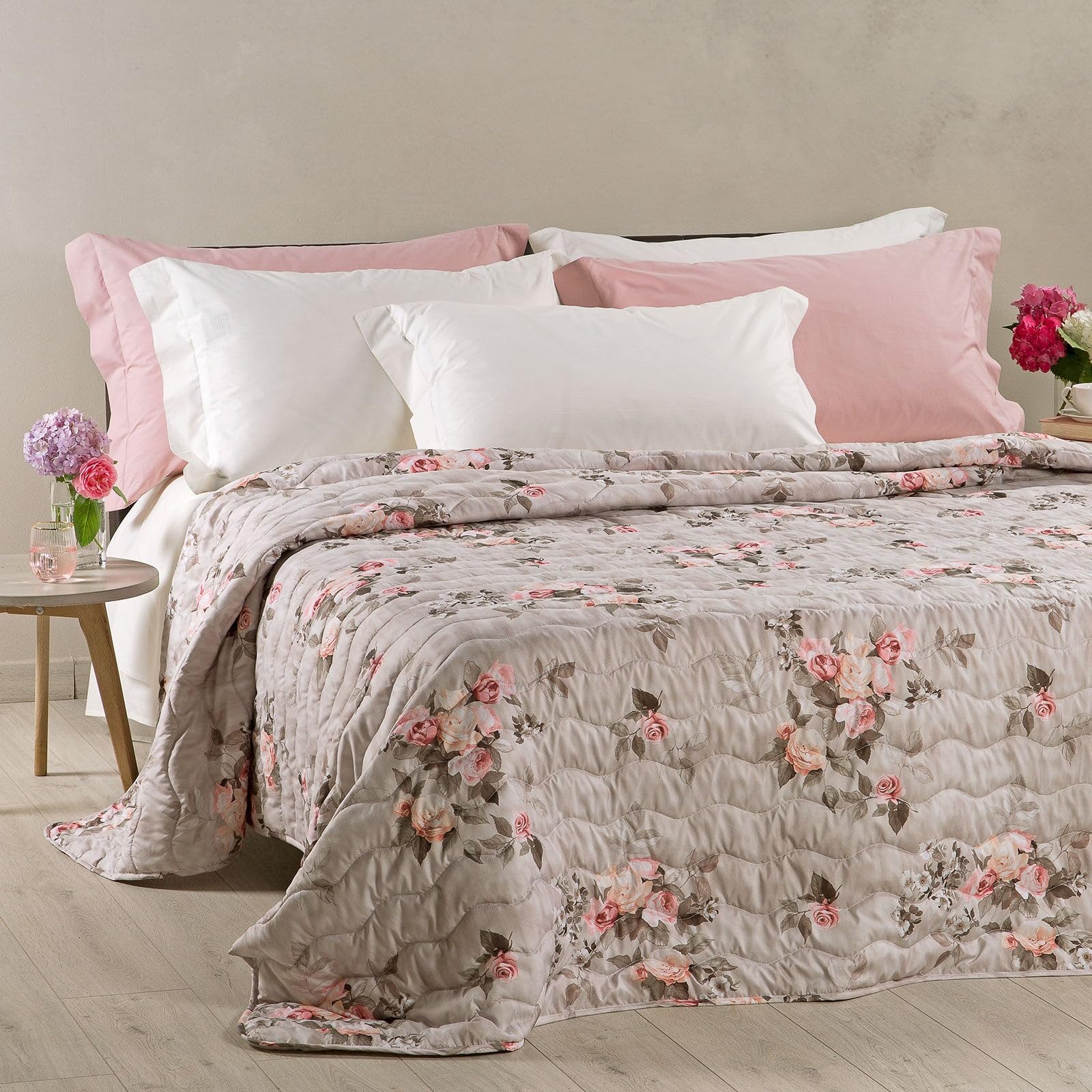 Copriletto Matrimoniale In Cotone Tinto In Filo | Misura 360x290 Cm, Righe Eleganti | Leggero, Traspirante, Made In Italy