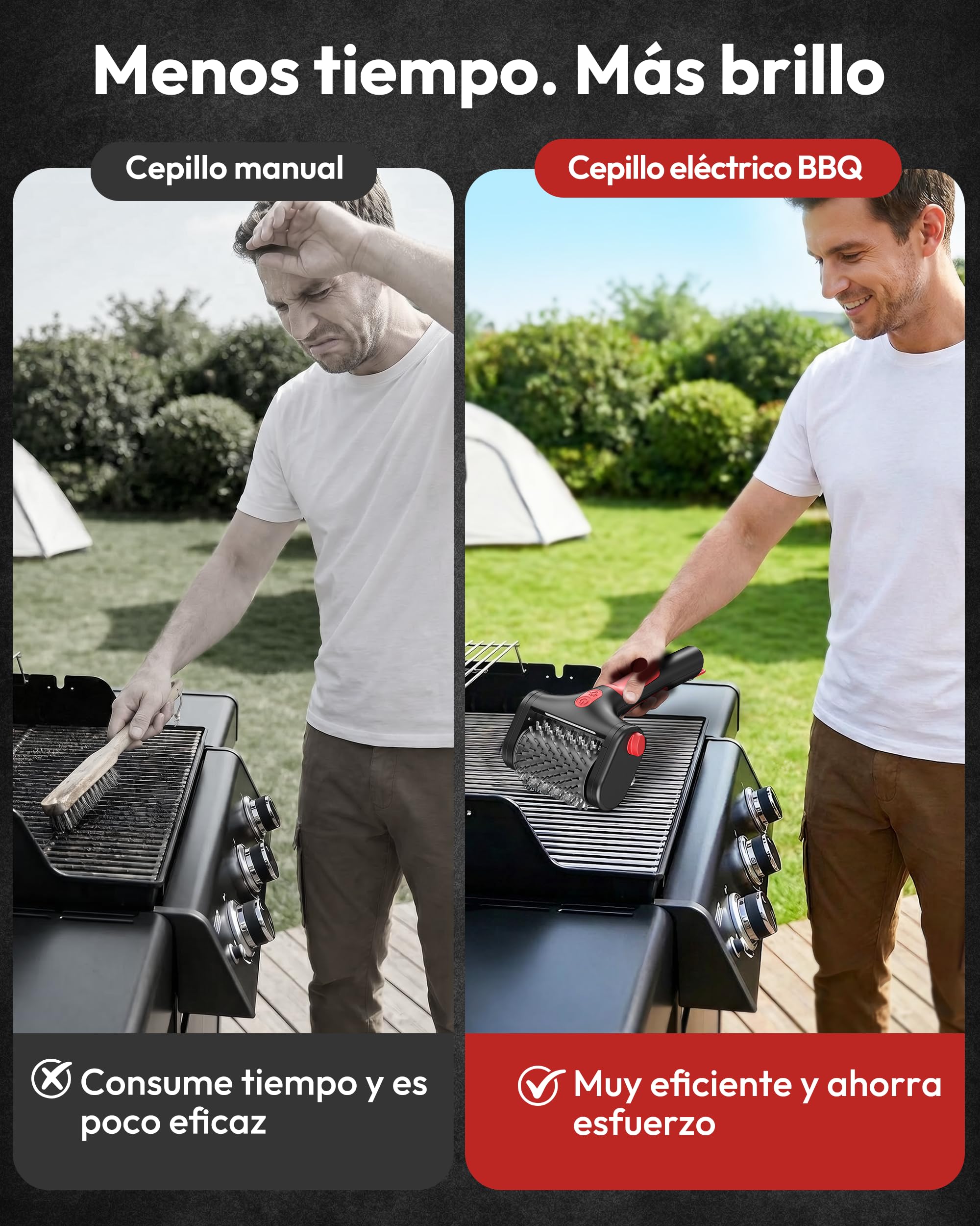 Spazzola elettrica per griglia Yeeke, pulitore elettrico per griglia ricaricabile senza fili a doppia velocità con batteria da 4000 mAh, testina in acciaio inossidabile 304 e luce LED