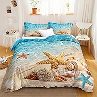 Vista 1 de Bedbay Juego de ropa de cama con temática de playa de microfibra suave, juego de ropa de cama tamaño Queen para niños y niñas, juego de cama