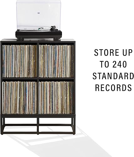 Miniatura 6 de Crosley Furniture Enzo - Estantería de almacenamiento para discos de vinilo y soporte para jugadores, color negro