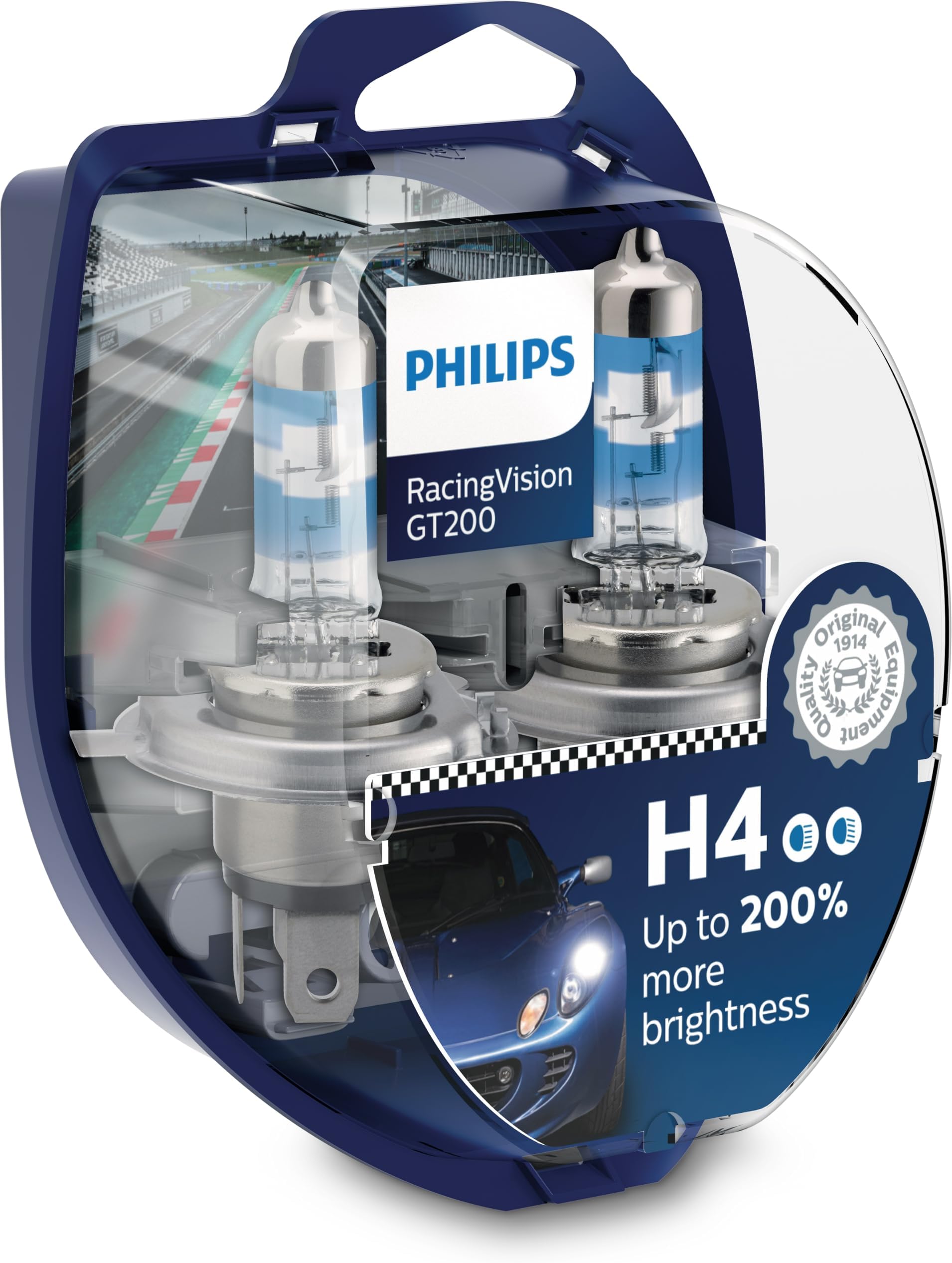 575528 RacingVision GT200 H4 car headlight bulb +200, set of 2