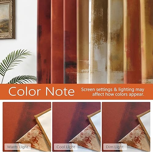 Miniatura 4 de Asuexpect 2 paneles de cortinas abstractas para oscurecer la habitación, con ojales, decoración moderna para ventana de dormitorio y sala de estar,