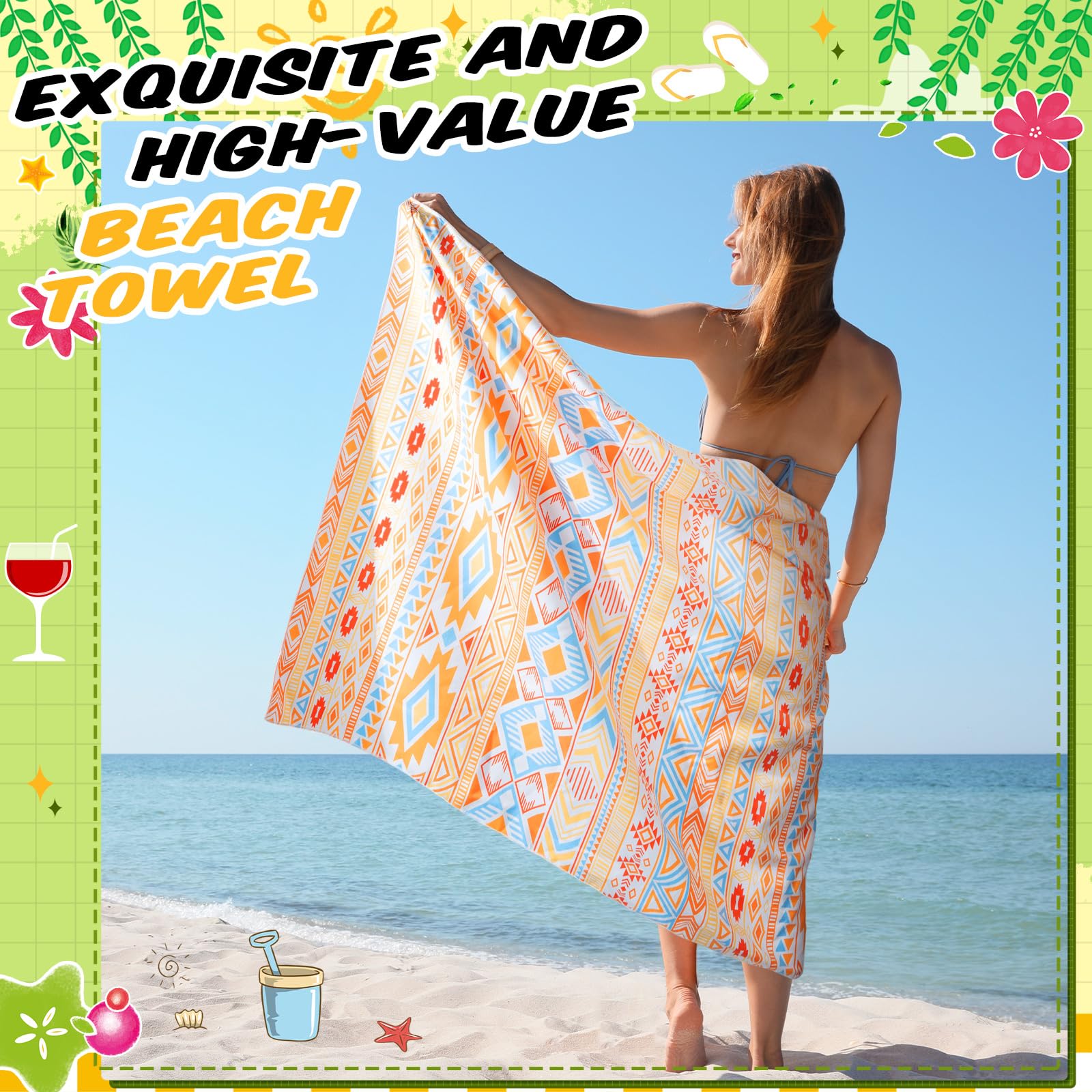 Remagr 12 toallas de playa de microfibra de gran tamaño de 71 x 36 pulgadas, de secado rápido, superabsorbentes, ligeras, extragrandes, sin arena, para adultos, viajes, piscina, yoga, gimnasio (color