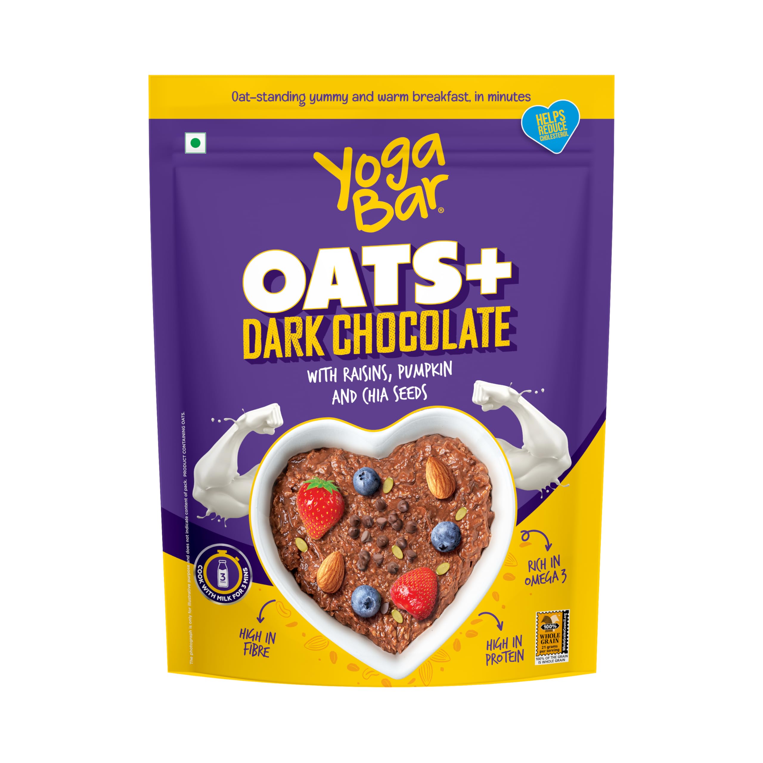 Yogabar Dark Chocolate Oatmeal 1kg | Wholegrain Oatmeal That Helps Reduce Cholesterol | Healthy Breakfast Cereal Gluten Free Oats High in Protein & Gluten-Free | Now with Black Raisins-image-47