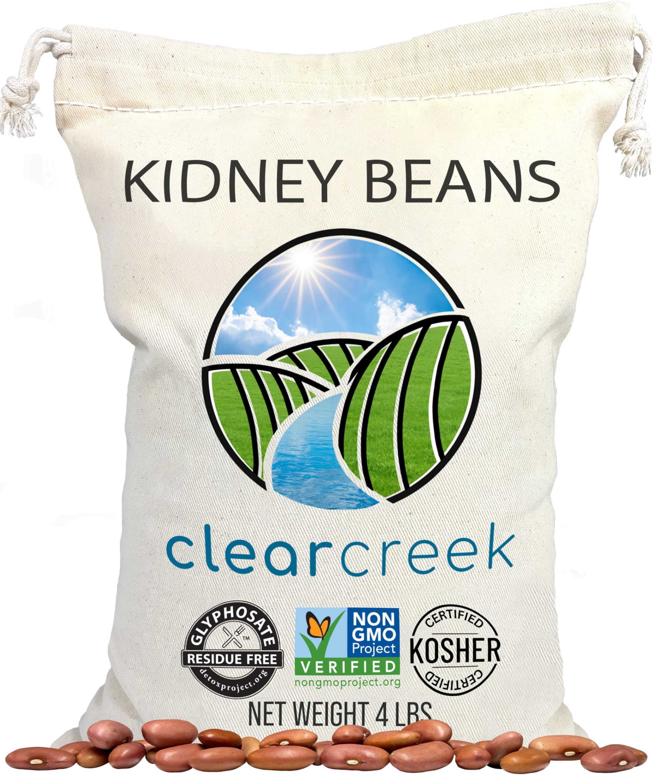 CLEAR CREEK Certified Glyphosate Residue Free Kidney Beans | 4 LB | Project Non-GMO Verified