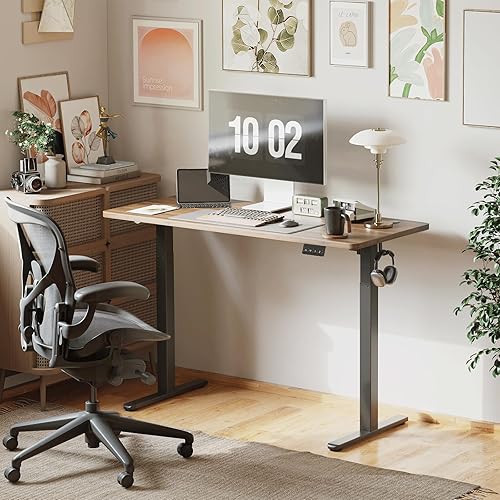 Miniatura 9 de Cubiker Escritorio de pie de 48 x 24 pulgadas mesa eléctrica ajustable en altura de pie escritorio de pie con tablero de empalme marco blanco y