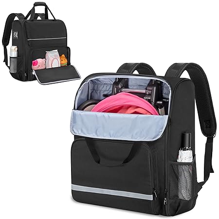 GRAOSO Stroller Backpack Compatible with BABYZEN YOYO2, Baby Stroller Travel Bag Compatible with YOYO, with Multiple Pockets for Baby Essentials, 3 Carrying Ways Perfect for Airport Gate Check, Black