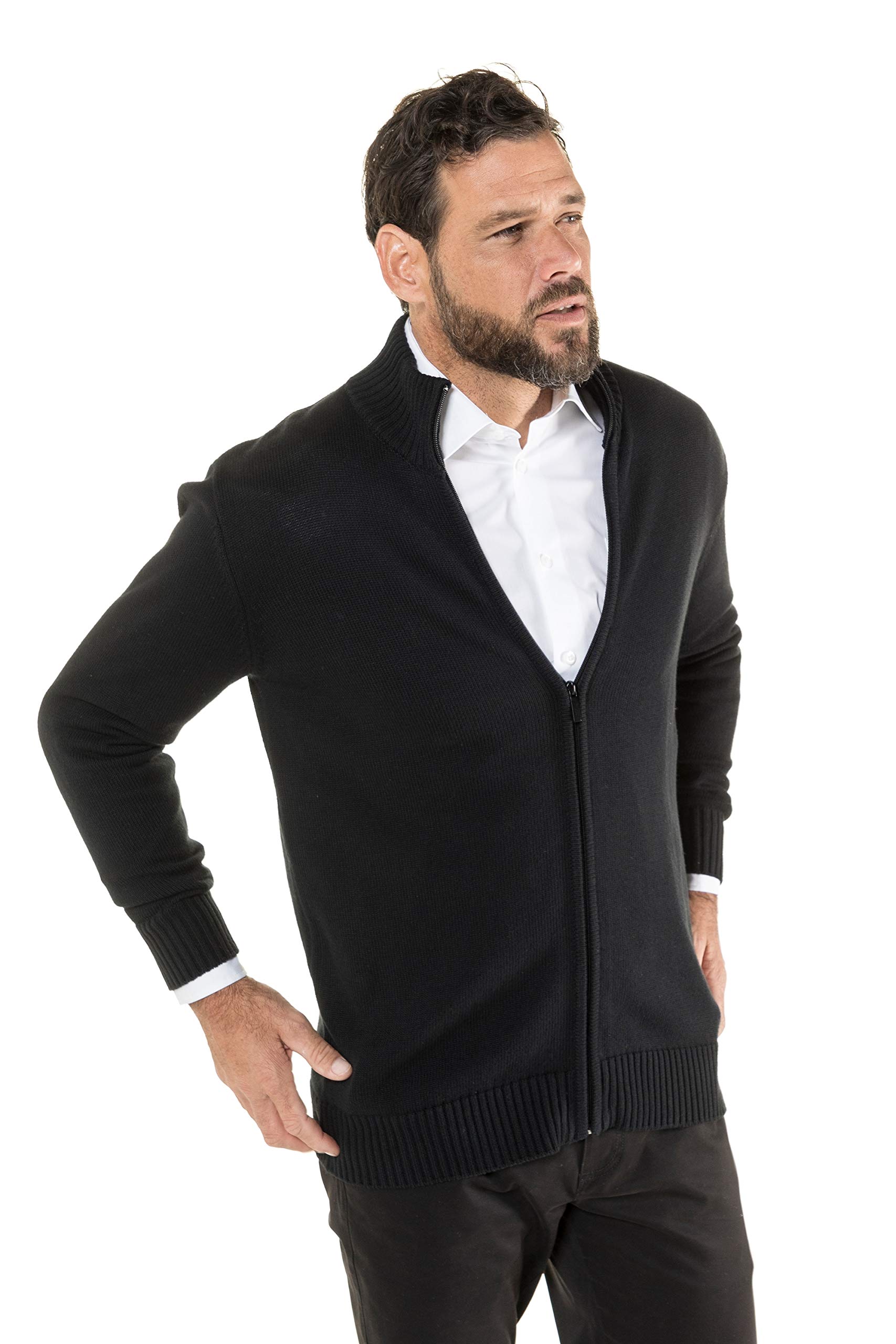 JP 1880 Herren große Größen Übergrößen Menswear L-8XL Strickjacke, Cardigan mit Stehkragen, Zipper, Rippbündchen, 717032