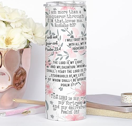 Miniatura 6 de YouNique Designs Vasos cristianos para mujer con tapa y pajita, 20 onzas, regalos cristianos para mujeres, regalos religiosos para mujeres, taza de