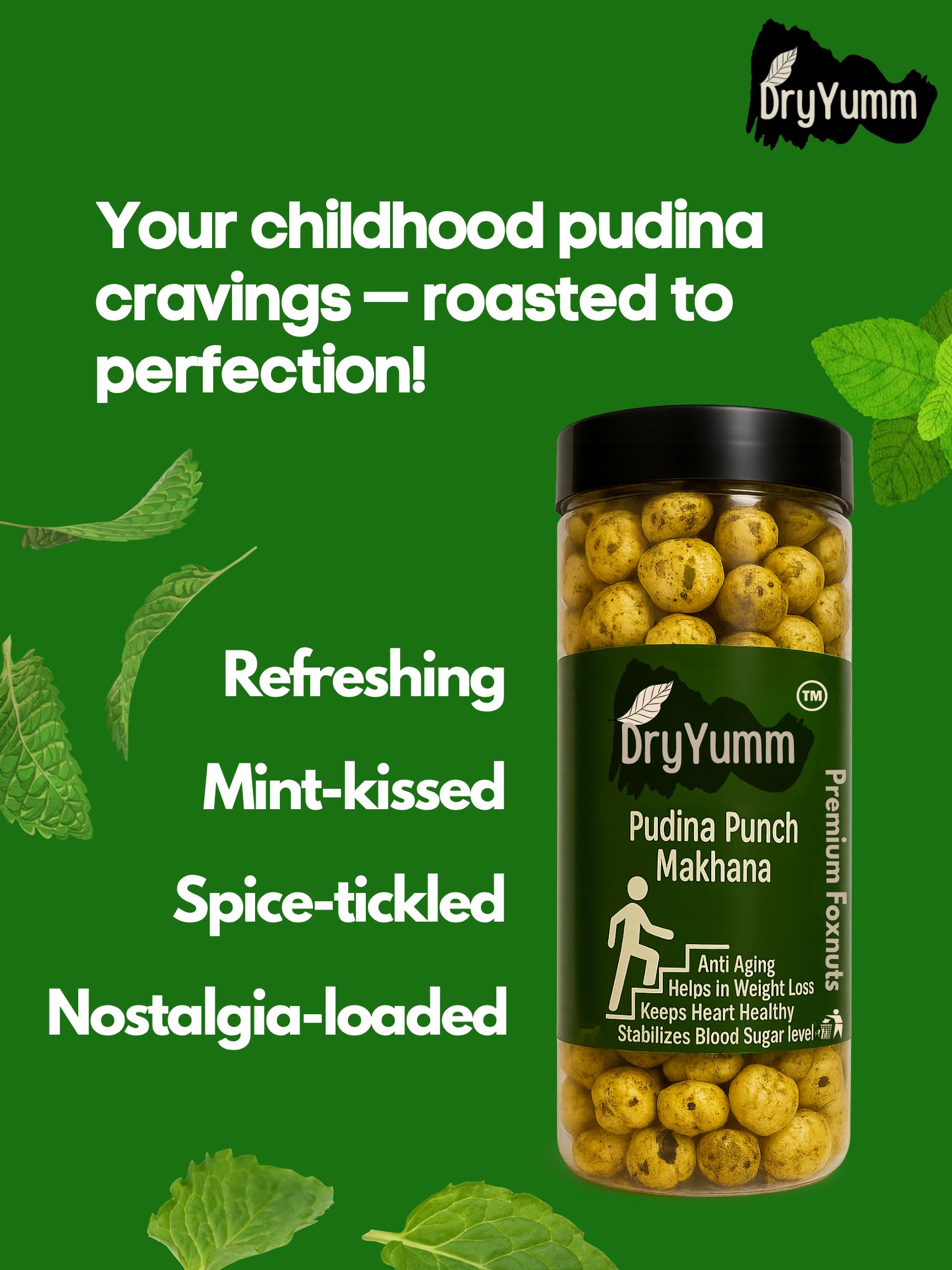DryYumm Makhana (Pack of 3) - Peri Peri, Cheesy Chakhna & Pudina Punch Flavors - 210g – Healthy Snack, Low-Calorie, Roasted Fox Nuts, Perfect for Guilt-Free Munching (70) 1