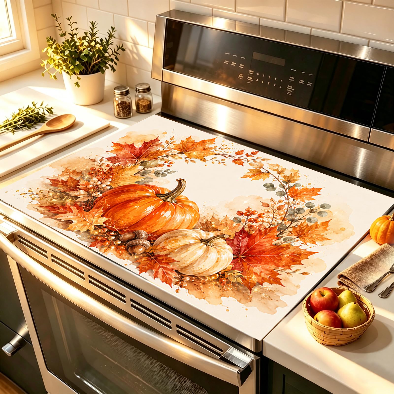 HOMETITUTE Pumpkin Thanksgiving 6 Placemats &amp; Stove Cover Set