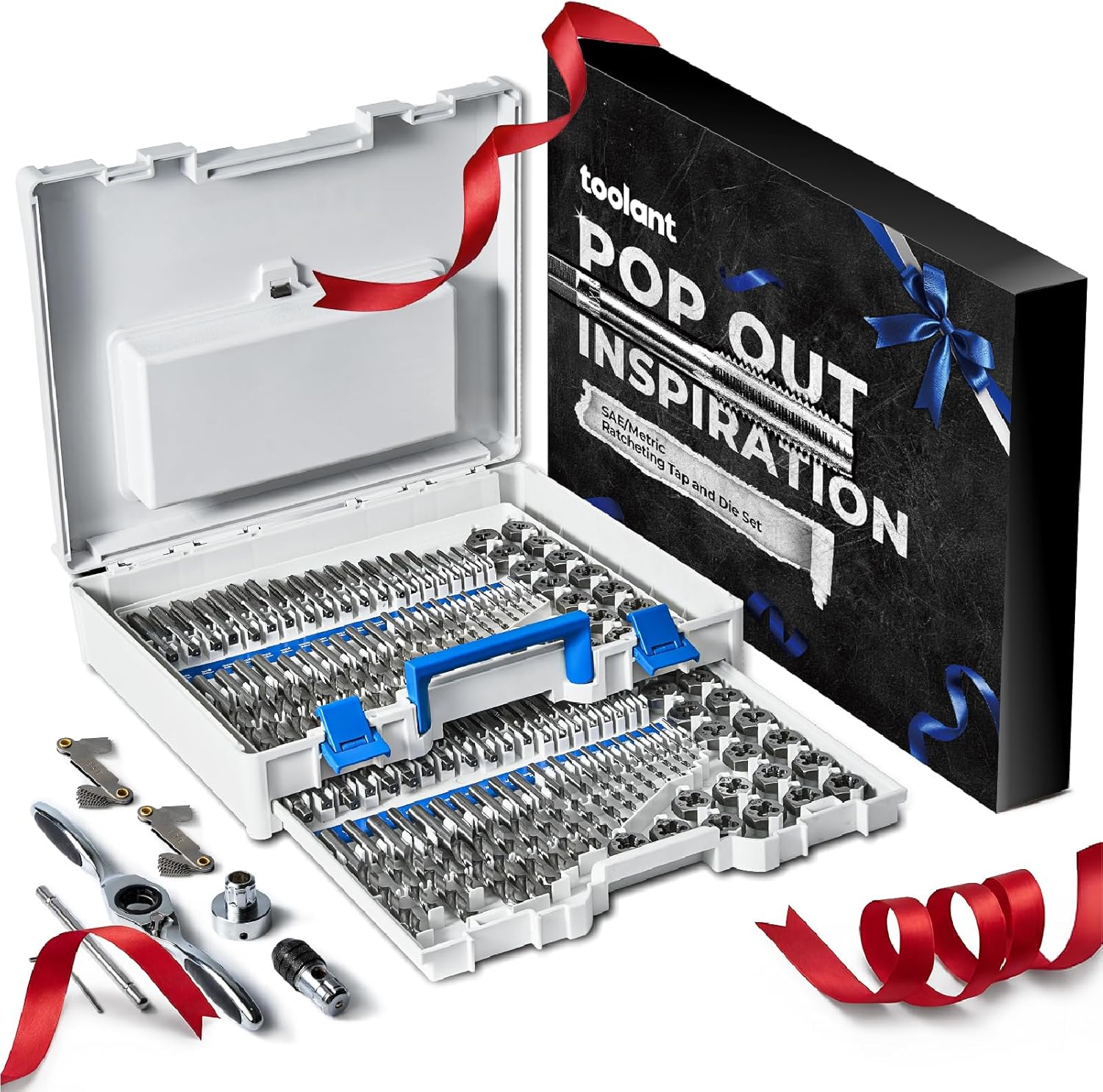 toolant Professional Tap and Die Set, HSS Nitrided Taps with 3-Piece Progressive Design for Blind Holes, Heavy-Duty Metric Threading Tool Kit for Mechanics, Engine Block & Mold Repair