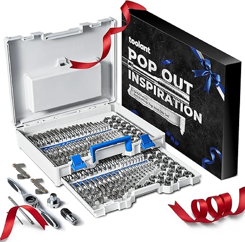 Miniatura 8 de toolant Juego de llaves y troqueles profesionales, grifos nitrurados HSS con diseño progresivo de 3 piezas para agujeros ciegos, kit de herramientas