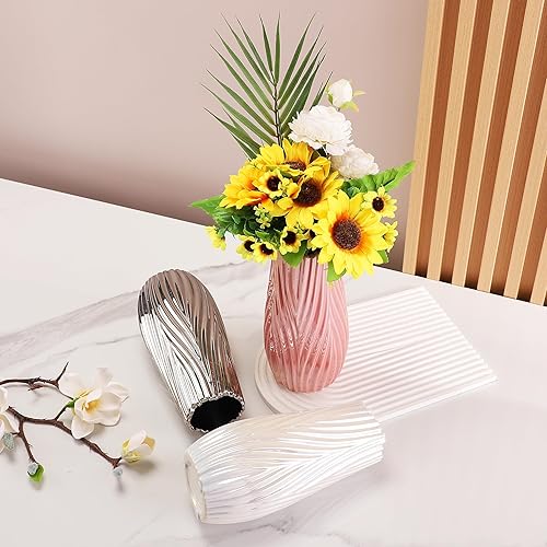 Miniatura 9 de Silver Plated Vase Ceramic Hotel Restaurant Table Top Decoration Hydroponic Vase Porcelain Decorative Bottle Minimalist Style (Pearl White)