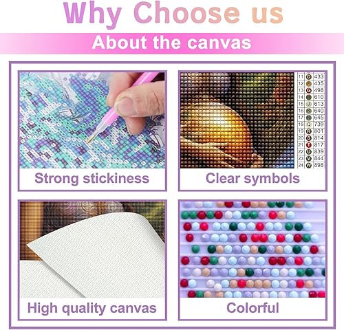 Miniatura 6 de Kits de pintura de diamantes para adultos, kit de arte de diamantes 5D de la naturaleza, retratos de taladro completo redondo de cristal madre