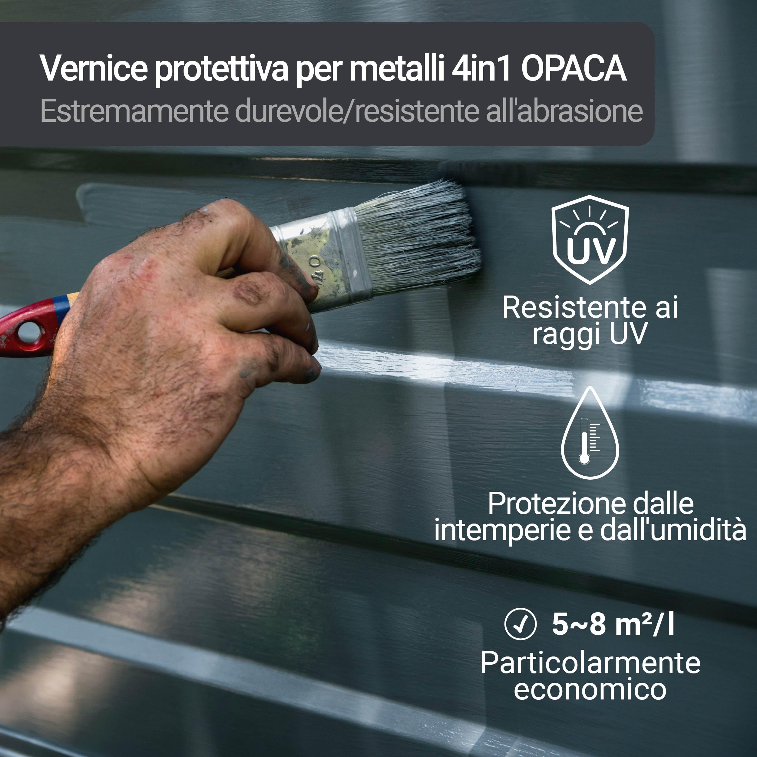 WO-WE Vernice per Metallo 4in1 Antiruggine Pronta All'Uso Ferro OPACA W909 Grigio antracite - 5L