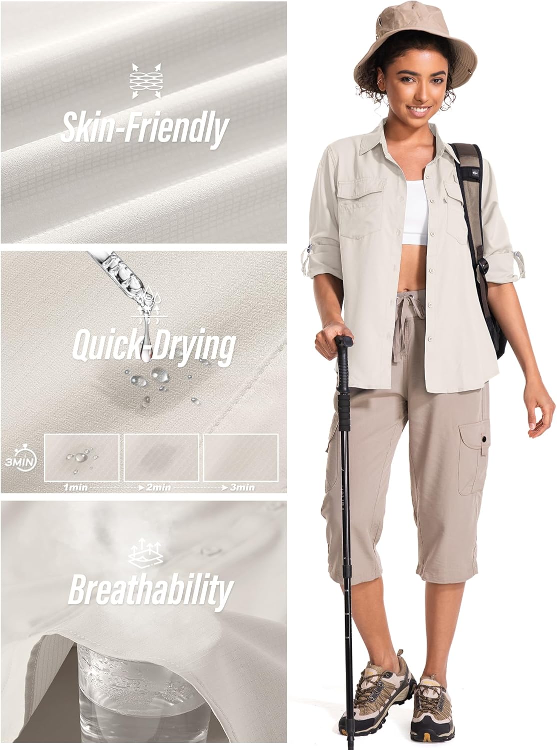 Women's UPF 50 UV Sun Protection Long Sleeve Safari Shirts Quick Dry Hiking Travel Fishing Outdoor Cool Shirts - Image 4