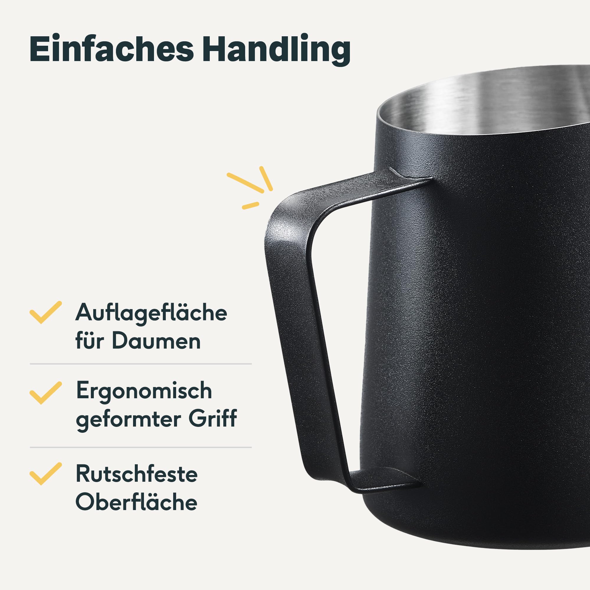 SILBERTHAL Dzbanek na mleko stal szlachetna 350 ml czarny – profesjonalne akcesoria barista z dzióbkiem Latte Art